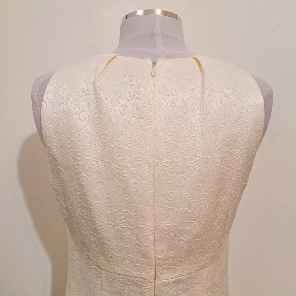 Taylor Embroidered Dress Sheath Style Sleeveless Cream Size 8 - Picture 4 of 13